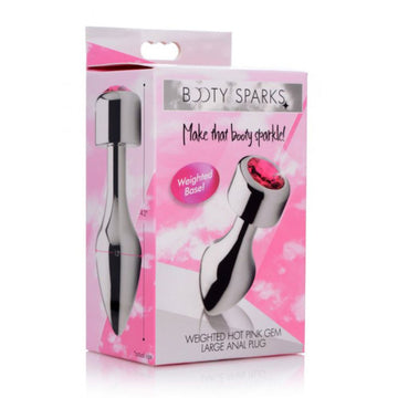 Hot Pink Gem Weighted Anal Plug