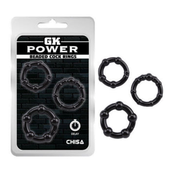 Bead Cock Rings Black 3Pzs