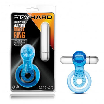 Anillo Vibrador Con Lengua Tongue Blue