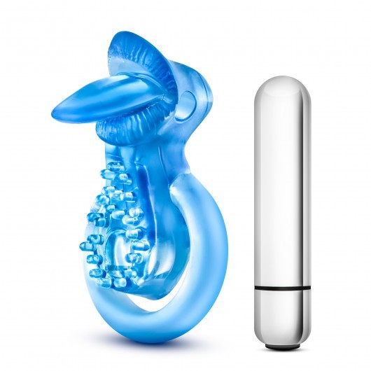 Anillo Vibrador Con Lengua Tongue Blue
