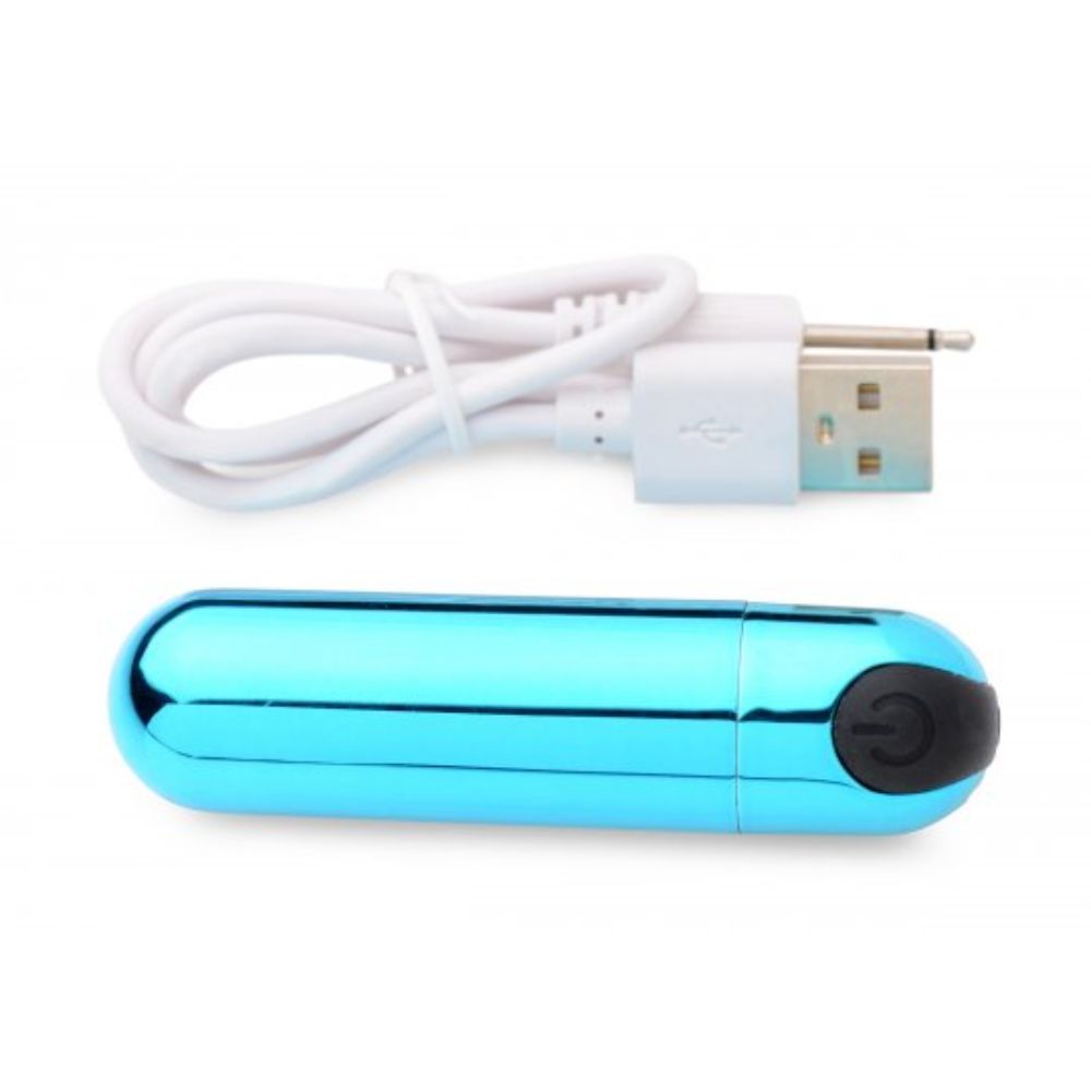 Bg 10X Vibrating Metallic Bullet Blue