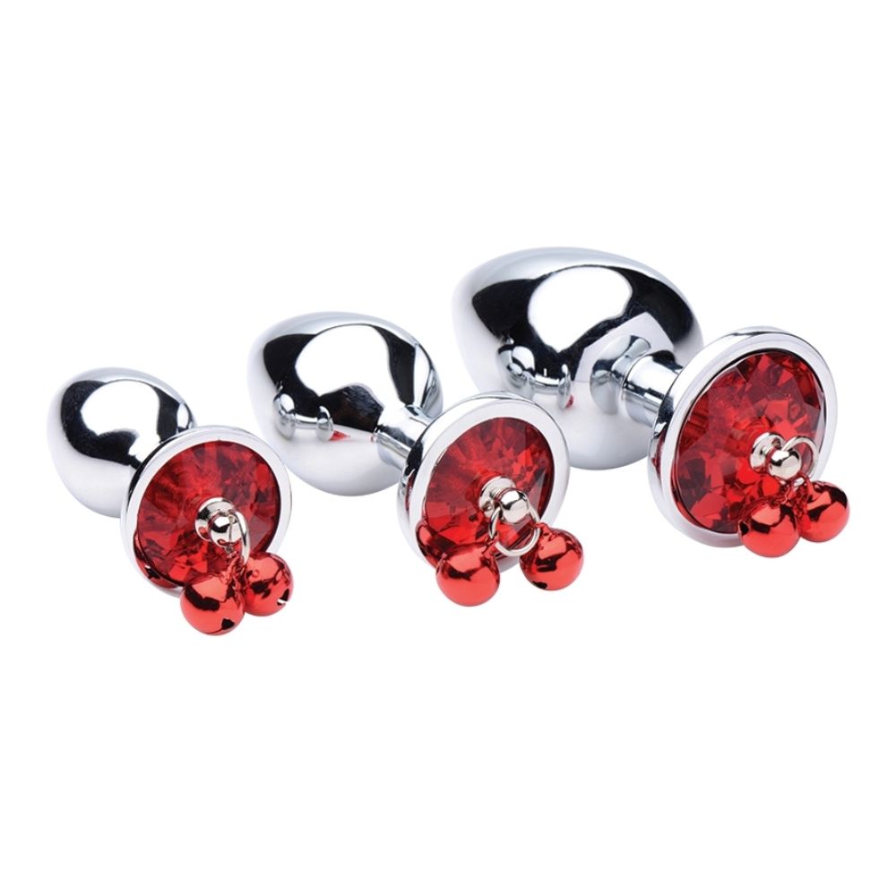 Bs Red Gem With Bells Anal Plug Set