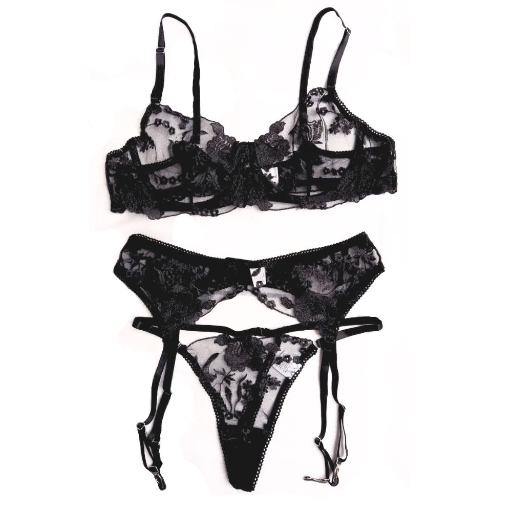 Conjunto Raquel Med Con Liguero De Color Negro