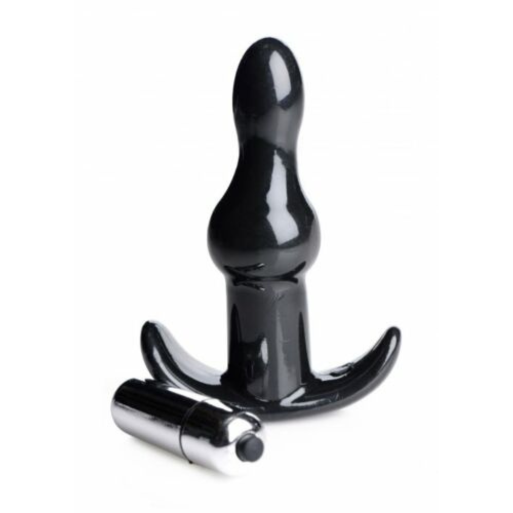 Fr Vibrating Beaded Butt Plug Black