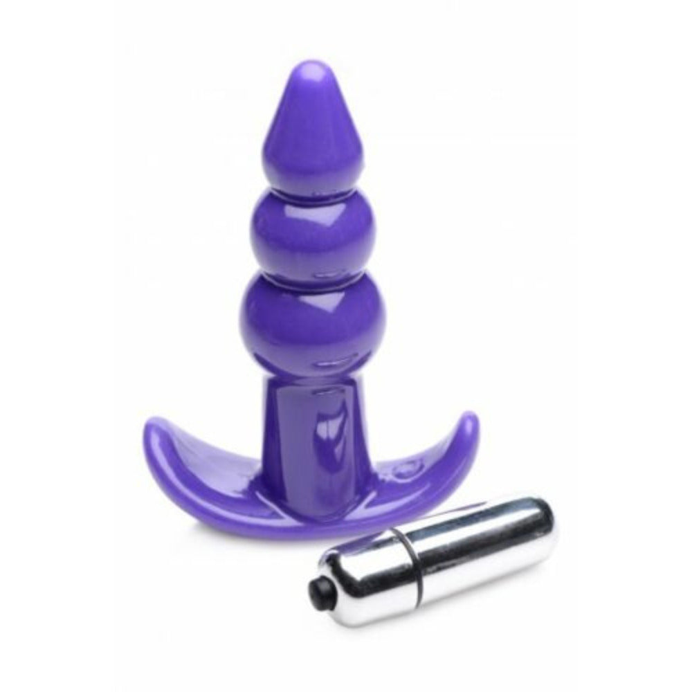 Fr Vibrating Rippled Butt Plug Purple