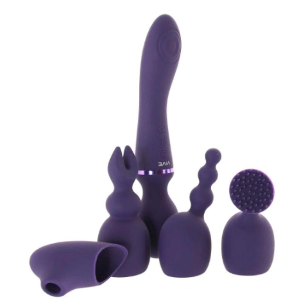 Masajeador Con Accesorios Intercambiables Nami Pulse Wave & Vibrating Wand Púrpurarple