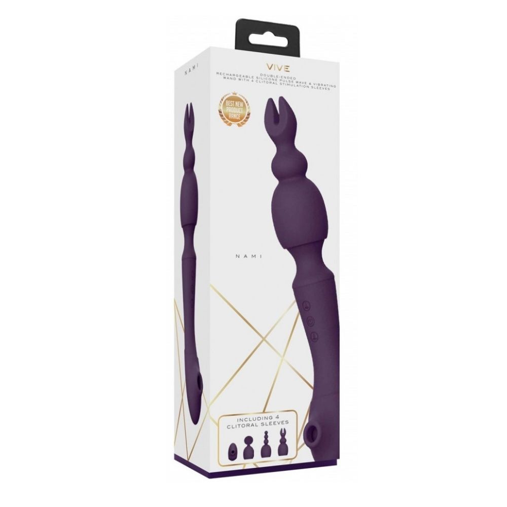 Masajeador Con Accesorios Intercambiables Nami Pulse Wave & Vibrating Wand Púrpurarple