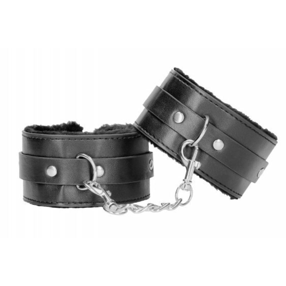 Plush Bonded Leather Ankie Cuffs With