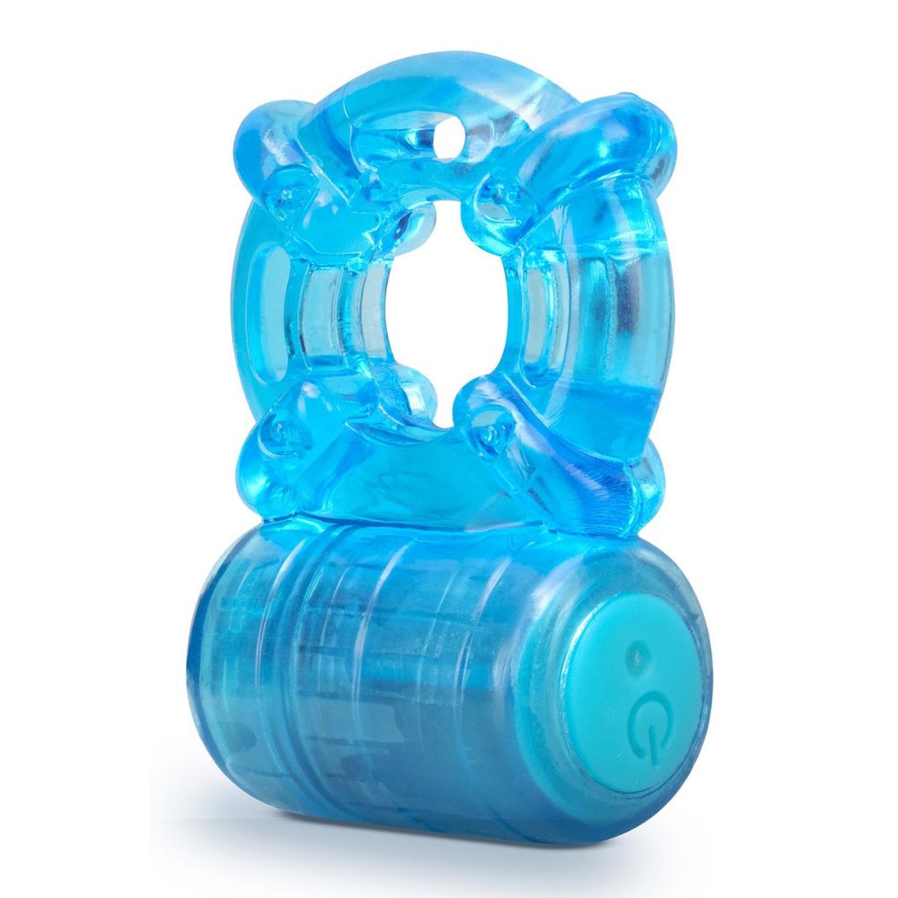 Rechargeable 5 Function Cock Ring Blue