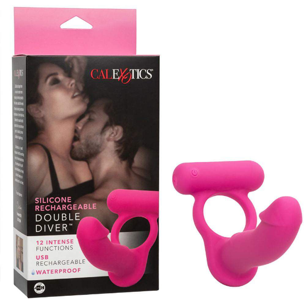 Anillo Retardante Con Vibración Y Doble Penetración Silicone Double Diver