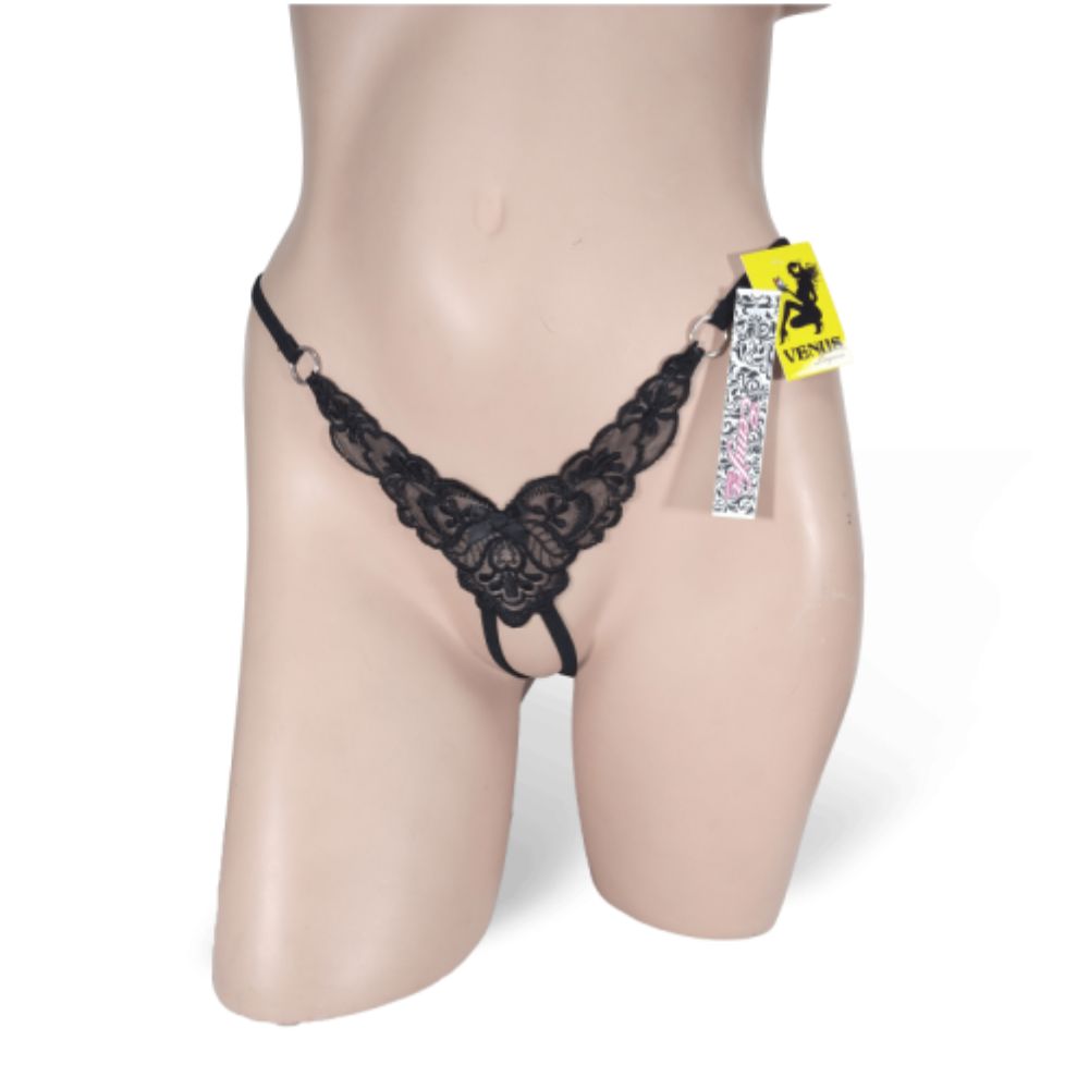 Tanga Aplicacion Negra P/Dama