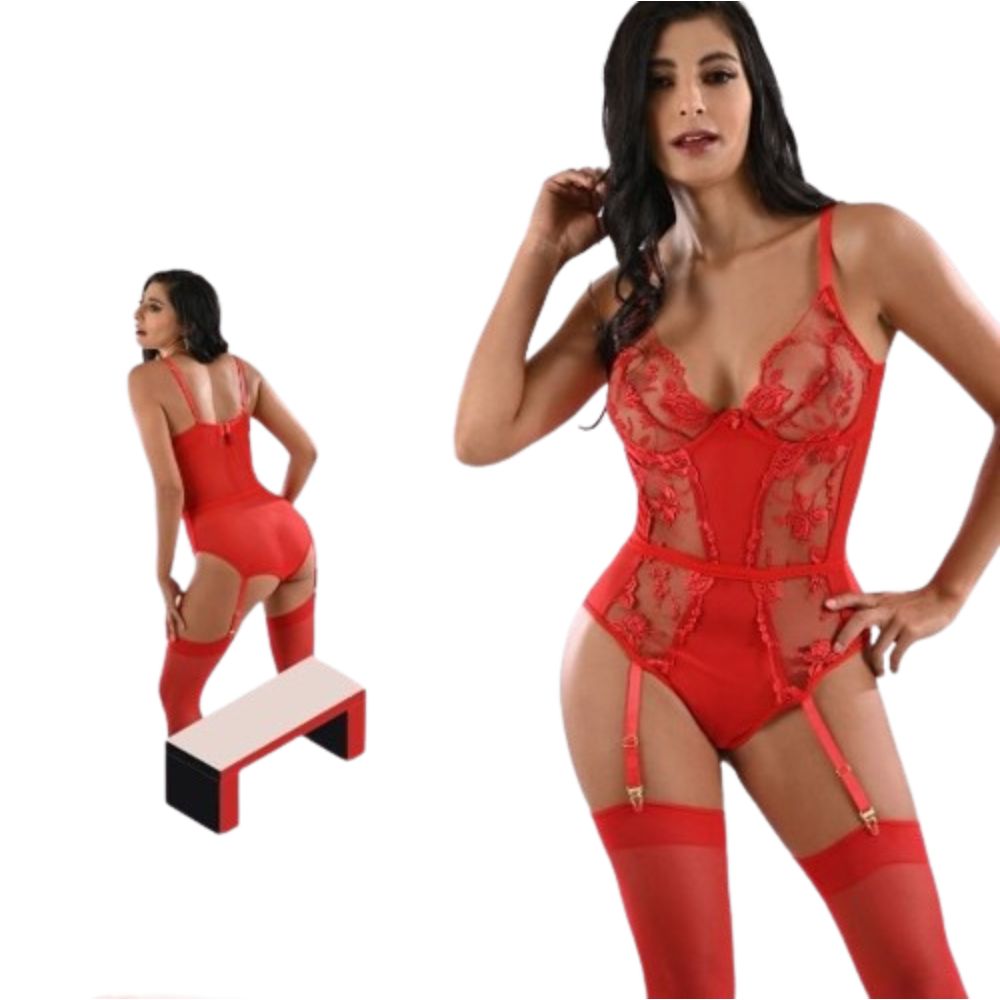 Teddiette Rojo Con Flores De Encaje