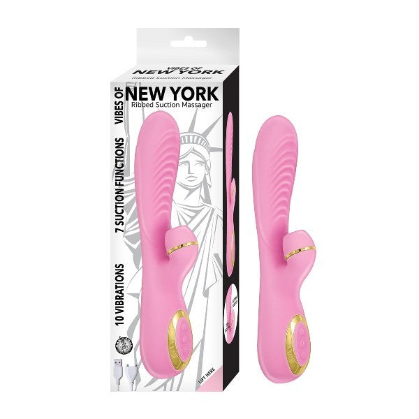 Vibrador Con Succión En Clítoris New York Ribbed Suction Massager